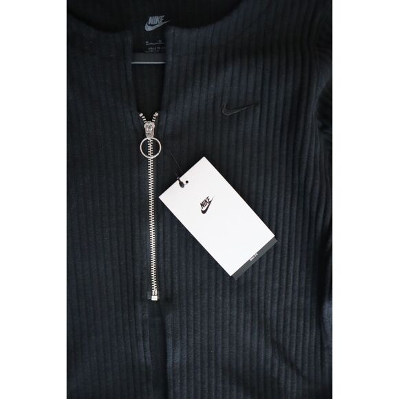Nike FN3682-010 Women's Sz M Black Chill Rib Slim Fit Full-Zip Cardigan - Picture 3 of 13